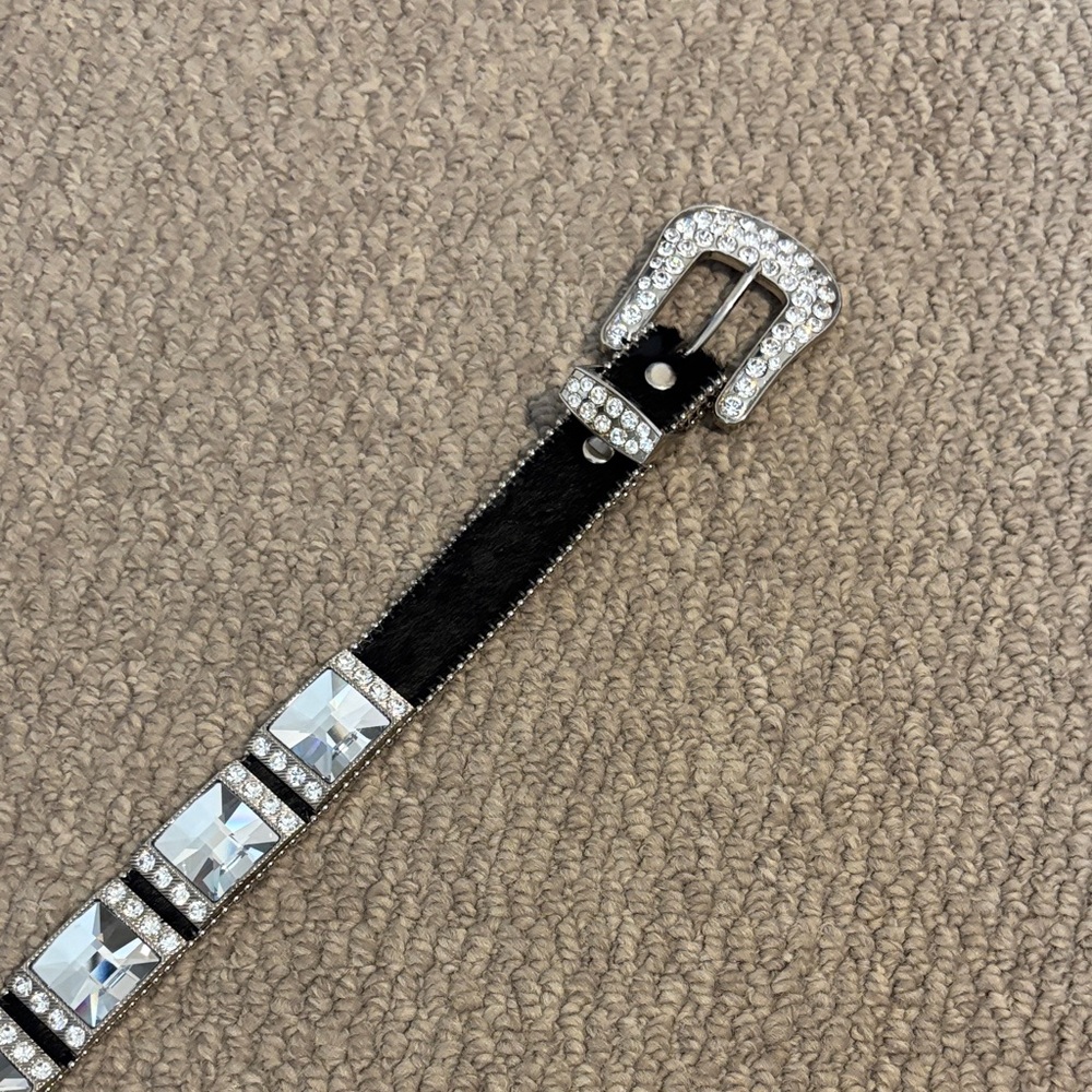 Elegant Black and Silver Embellished Belt
